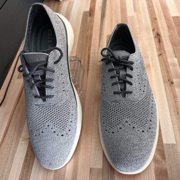 Cole Haan Men's Grand Troy Knit Ox Oxford - 8.5 Mens NIB Cool Gray/Ironston Gray - Picture 2 of 8